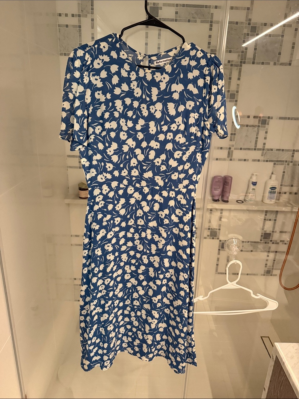 Reformation Blue and White Floral Midi Dress